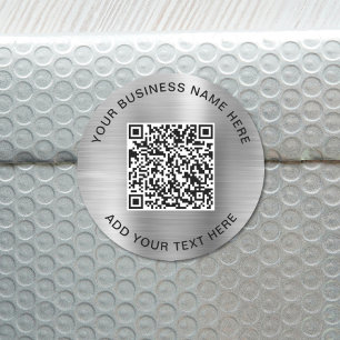 QR-kod eller Logotyp för PR-Silver Classic Round S Runt Klistermärke
