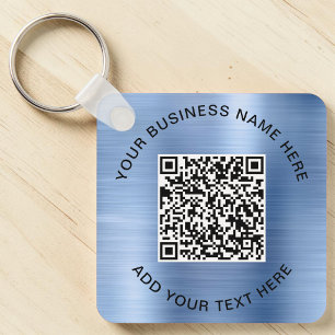 QR-kod eller Logotyp - säljfrämjande blått Nyckelring