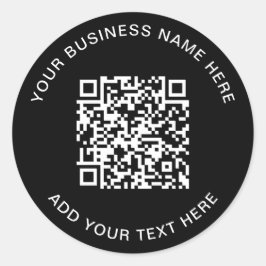 QR-kod eller Logotyp - säljfrämjande svart Runt Klistermärke