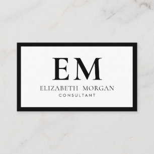 QR-kod Endern Modern Black White Monogram Visitkort