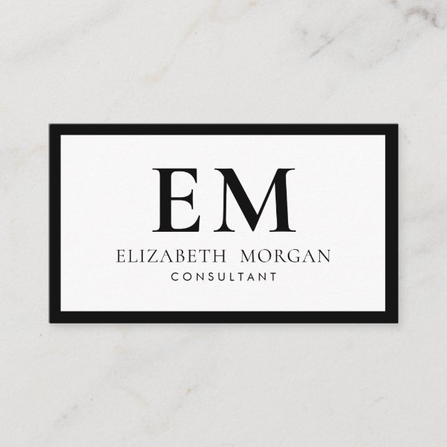 QR-kod Endern Modern Black White Monogram Visitkort (Framsida)