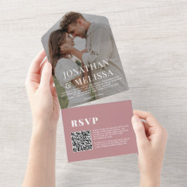 QR-kod | Enkel dammig ros överläggsfoto bröllop