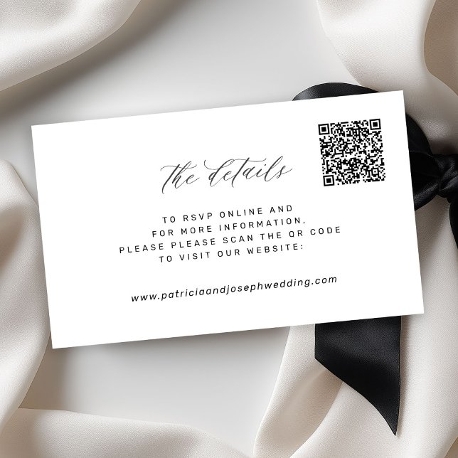 QR-KOD enkel elegant bröllopswebbplats detaljer Tilläggskort (Skapare uppladdad)