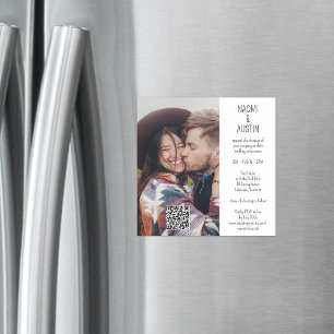 QR-kod - enkel fotounik allt-i-ett-Bröllop Magnetisk Inbjudningskort
