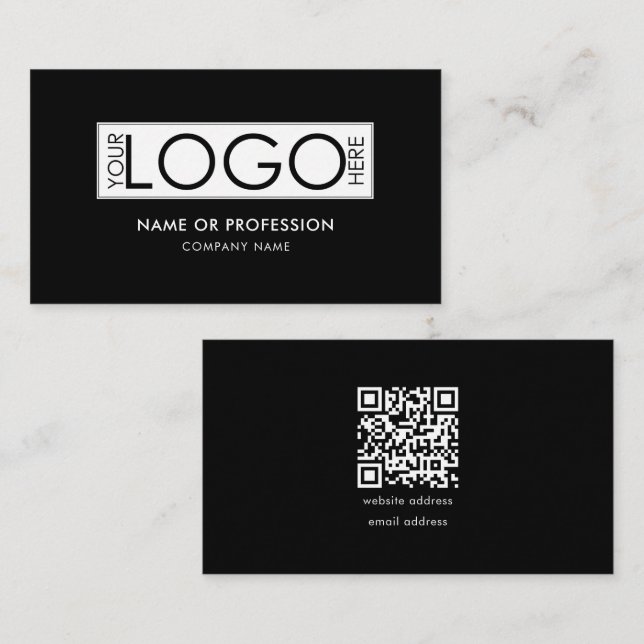 QR-kod - enkel minimal, svart, modern Logotyp för  Visitkort (Fram/baksida)