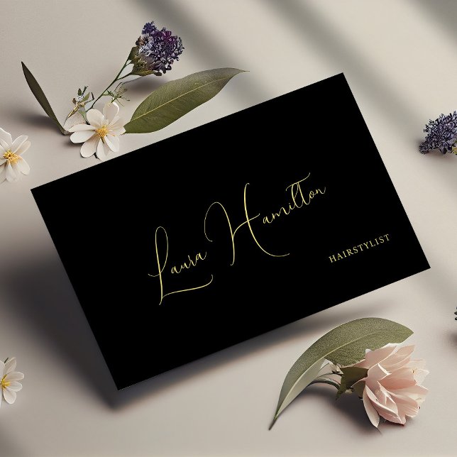 QR-kod enkel minimalistisk modern svart guld Visitkort (Skapare uppladdad)