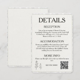 QR-kod enkel modern Faux Deckled Kant Bröllop Tilläggskort
