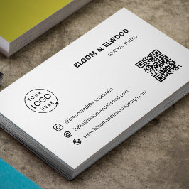 QR-kod - enkel modern, minimal vit Logotyp Visitkort