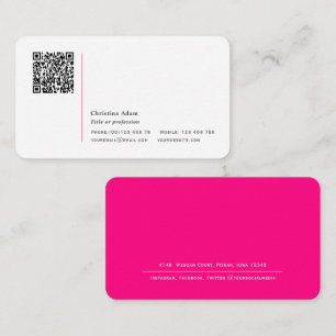 QR-kod Enkel modern Professionell för Shock rosa Visitkort