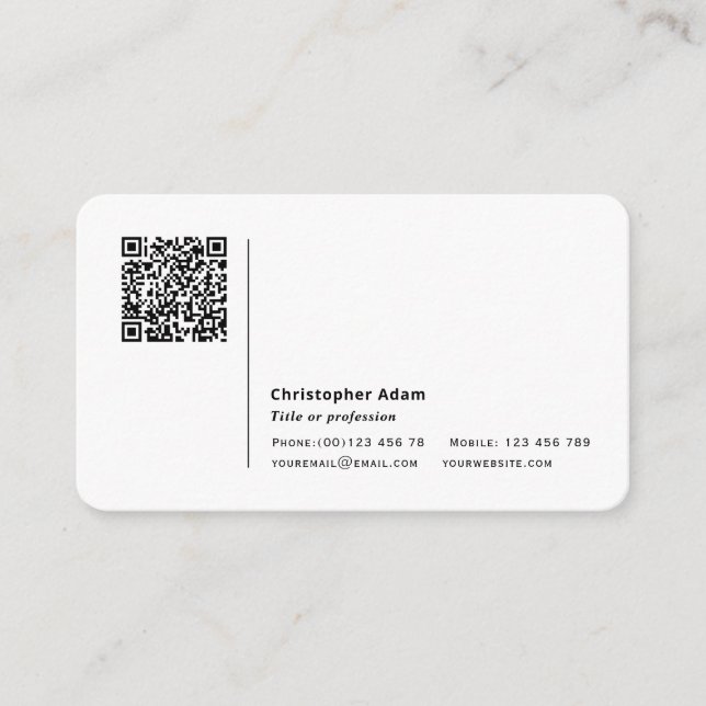 QR-kod - enkel modern professionell personlig Visitkort (Framsida)