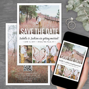 QR-kod Enkel Modern Typografi 5 Foto Bröllop Spara Datumet