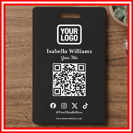 QR-kod Event Badge | Digitalt svart budget-ID-kort