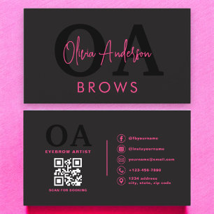 QR-kod Eyebrows Brows Artist Shock rosa Black Visitkort