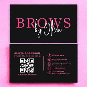 QR-kod Eyebrows Brows Artist Shock rosa Black Visitkort