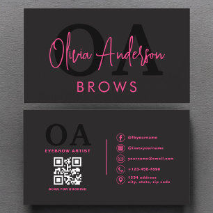 QR-kod Eyebrows Brows Artist Shock rosa Black Visitkort