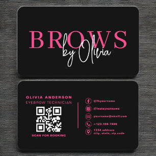 QR-kod Eyebrows Brows Artist Shock rosa Black Visitkort