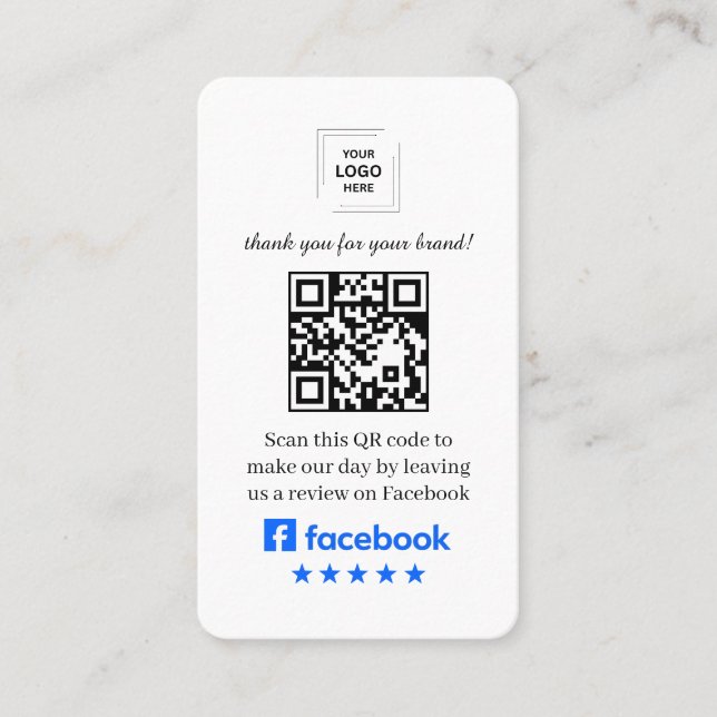QR-kod Facebook Recension Kundfeedback Stil Visitkort (Framsida)