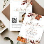 QR-kod Fall i Kärlek botaniska pumpen bröllop Inbjudningar<br><div class="desc">Moderna botaniska blommor,  pumpa,  lövning och torkat löv skapar en höstbudget i chic i en bröllopsinbjudan med ett kalligrafiskt manus för trendiget handskrift och en jordisk terracotta beige färg palett.                  Anpassa den med din bild- och QR-kod till webbplatsen eller till OSANS online.</div>
