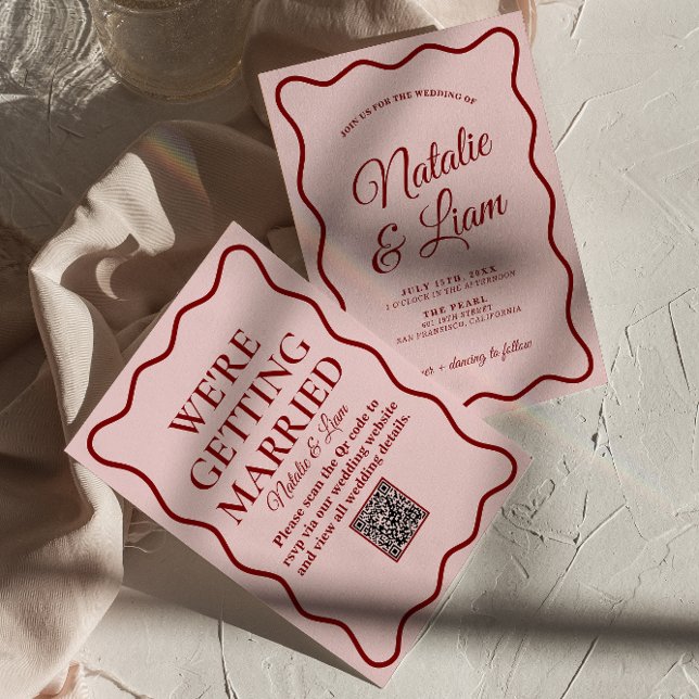 QR-kod fet modern, färgfull, Whimsical Bröllop Inbjudningar (Skapare uppladdad)