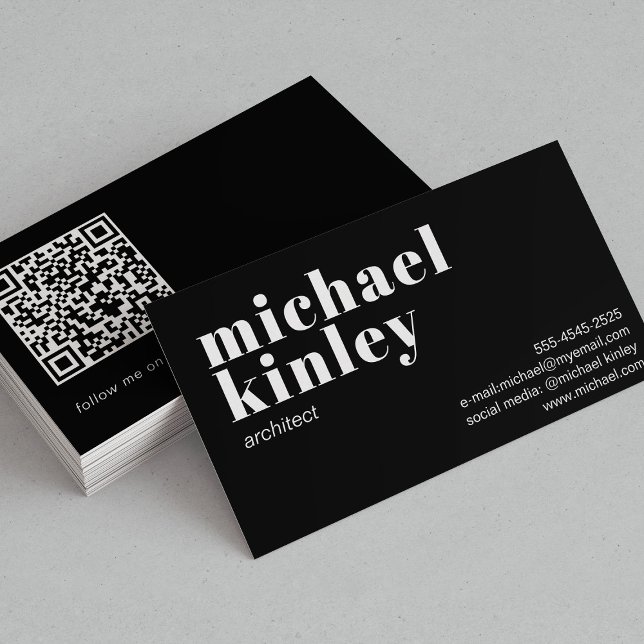QR-kod fet modern minimalistisk professionell svar Visitkort (Skapare uppladdad)