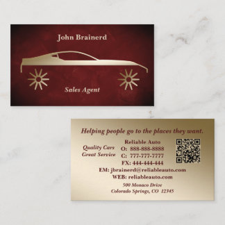 QR-kod för bilhandlare Velvet Crimson Red & Gold Visitkort