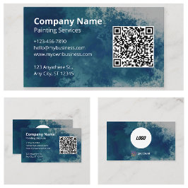 QR-kod för blå vattenfärgsfärg Visitkort