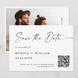 QR-kod för Bröllop-fotofoto för elegant minimalist Spara Datumet