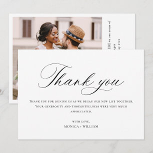 QR-kod för Bröllop-fotofoto för elegant minimalist Tack Kort