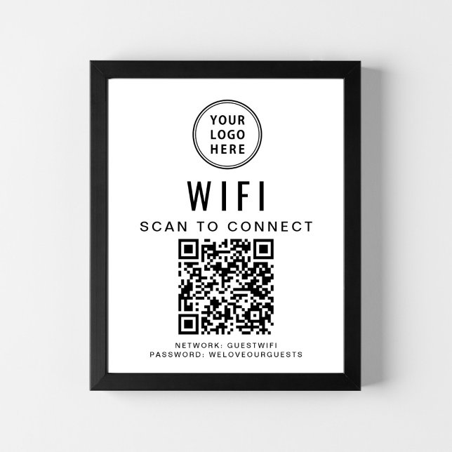 QR-kod för Business Logotyp WiFi Network Poster (Skapare uppladdad)