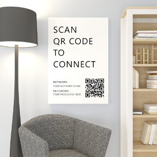QR-kod för Business WiFi-nätverk - vit Poster