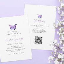 QR-kod för Butterfly Baby Shower Gift-registret