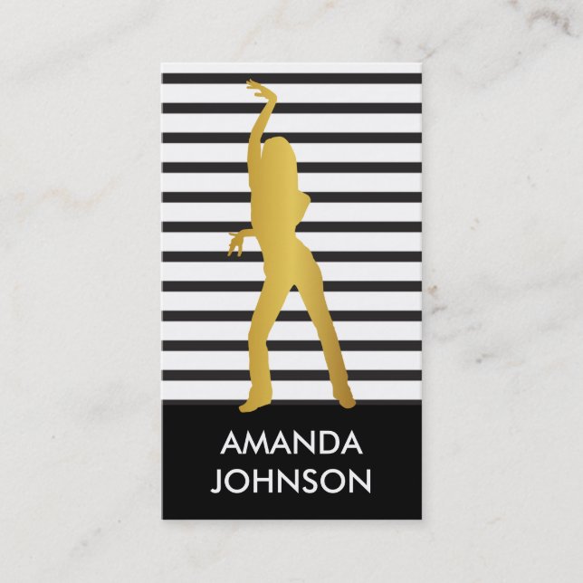 QR-kod för Dance School Black White Rand Visitkort (Framsida)