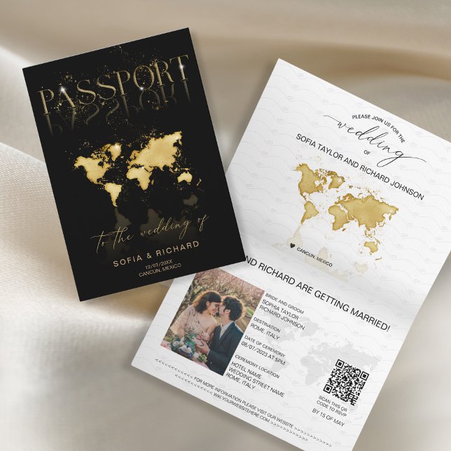 QR-kod för det tropiska destinationsbröllop-passet Inbjudan (Skapare uppladdad)