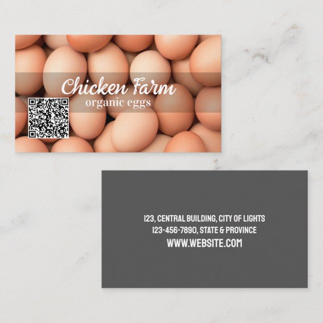 QR-kod för ekologiska ägg Visitkort (Fram/baksida)