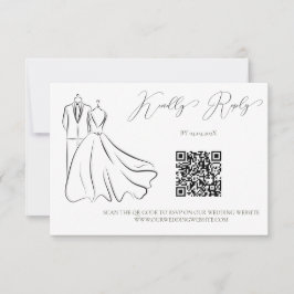 QR-kod för elegant B&W Tux & Dress Bröllop OSA Kort