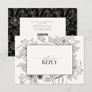QR-kod för elegant Black White Bröllop OSA Kort