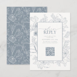 QR-kod för elegant Dusty Blue Bröllop svarat OSA Kort