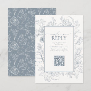 QR-kod för elegant Dusty Blue Bröllop svarat OSA Kort