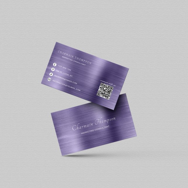 QR-kod för elegant Metall Midnight Connect med oss Visitkort (Skapare uppladdad)