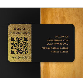 QR-kod för elegant svart och guld anpassningsbar Visitkort