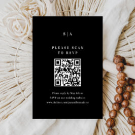 QR-kod för elegant, svart och vit Bröllop OSA Kort