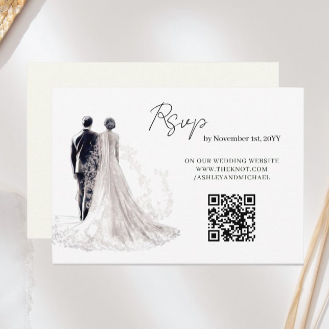 QR-kod för elegant, traditionell Bröllop OSA Kort (Skapare uppladdad)