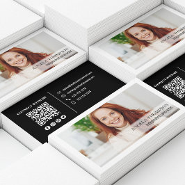 QR-kod för enkel fotoProfessionell, svart Visitkort