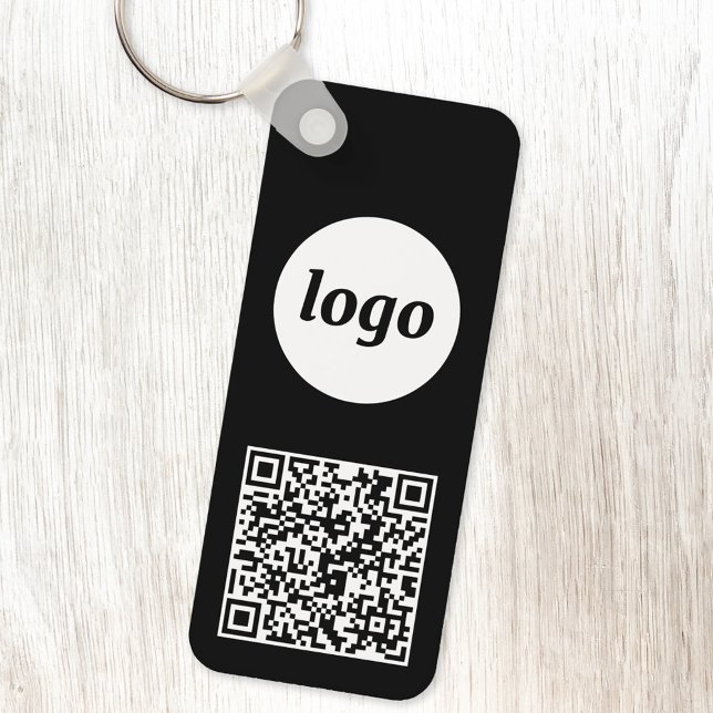 QR-kod för enkel Logotyp, svart och vit Nyckelring (Logo with QR code business promotional keychain keyring)