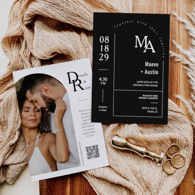 QR-kod för enkelt svart, modern, minimalistiskt Ar Inbjudningar (Skapare uppladdad)