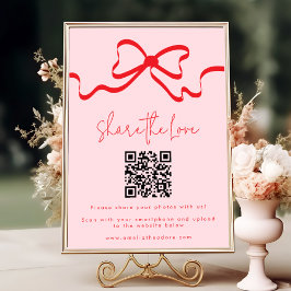 QR-kod för foto av Kärlek Red Bow Bröllop Poster