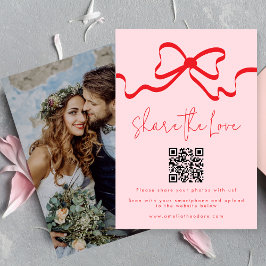 QR-kod för foto av Kärlek Red Bow Bröllop Tilläggskort