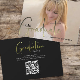 QR-kod för foto med svart kalligrafi i guld Studen Inbjudningar