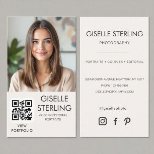 QR-kod för fotofoto med minimalistisk neutralt Visitkort
