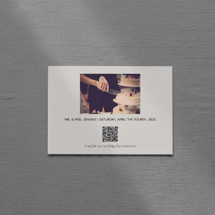 QR-kod för fotominnen i elegant bröllop Tack Kort